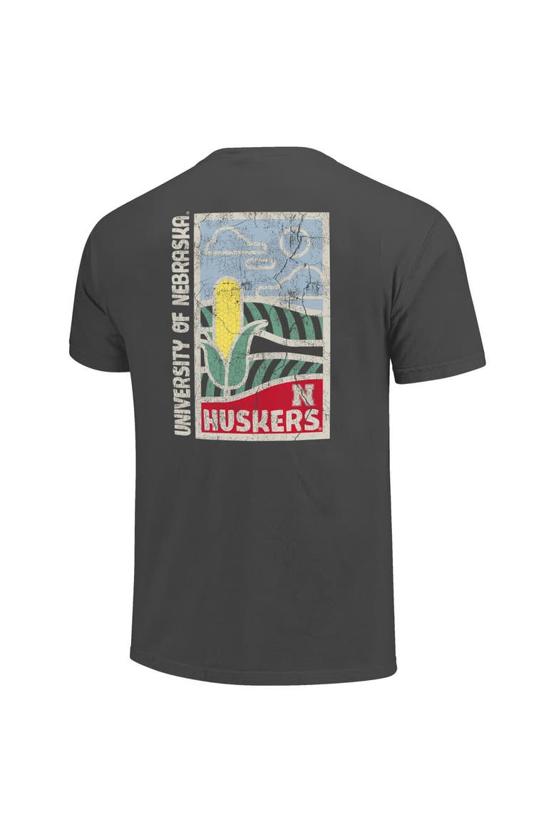 Men's  Graphite Nebraska Huskers Comfort Colors Minimal Vista Distressed Graphics T-Shirt, Alternate, color, Graphite