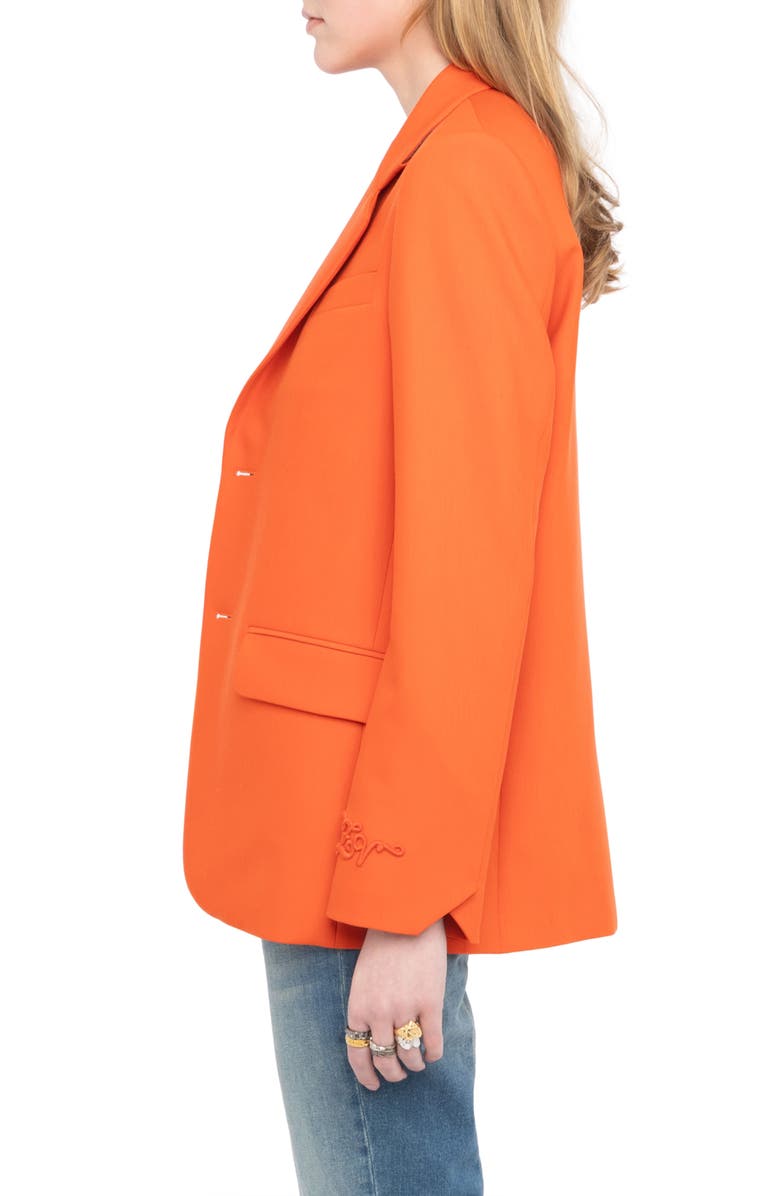 Zadig & Voltaire Notch Lapel Jacket, Alternate, color, Tangerine