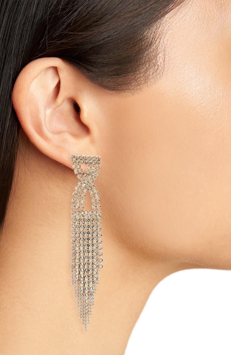 CRISTABELLE Infinity Crystal Fringe Earrings, Alternate, color,