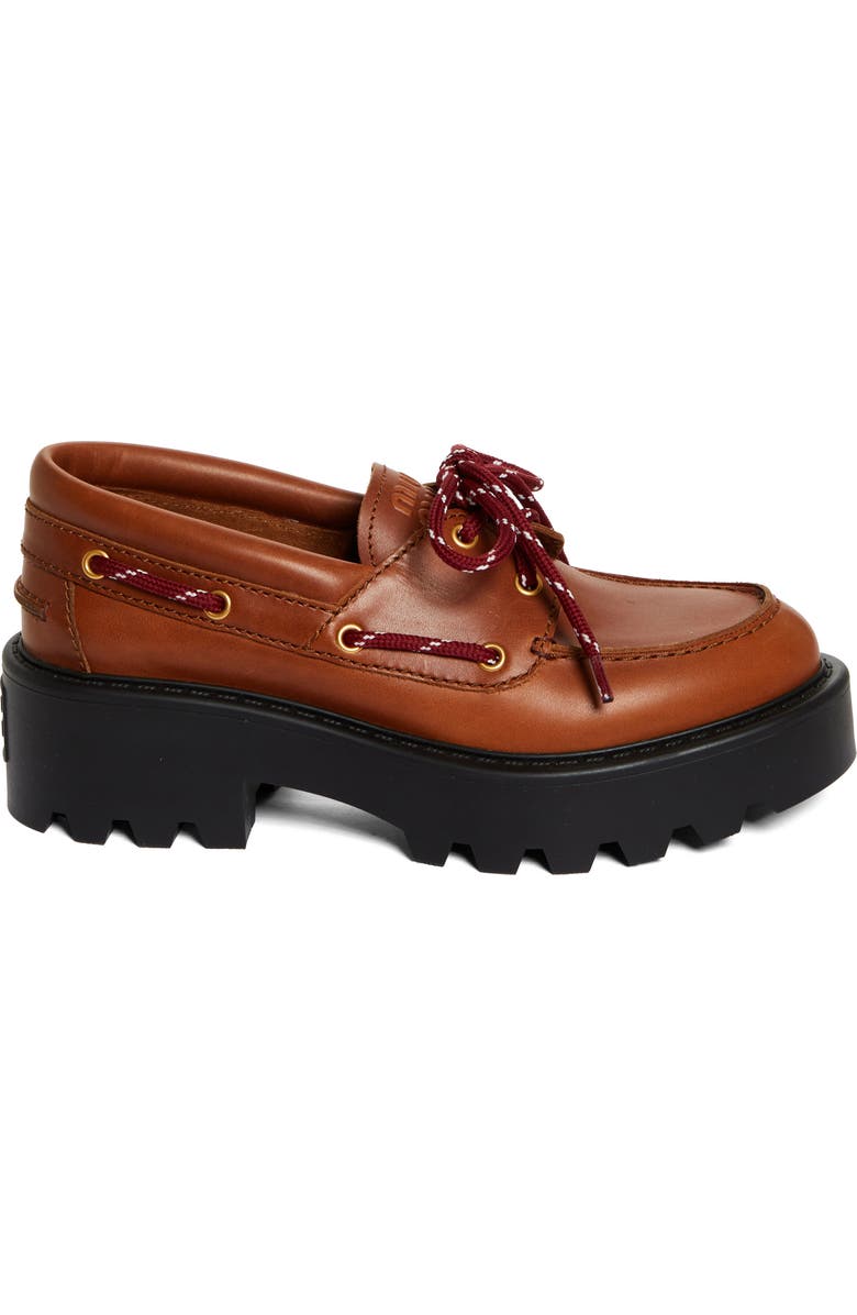Miu Miu Lug Sole Boat Shoe, Alternate, color,