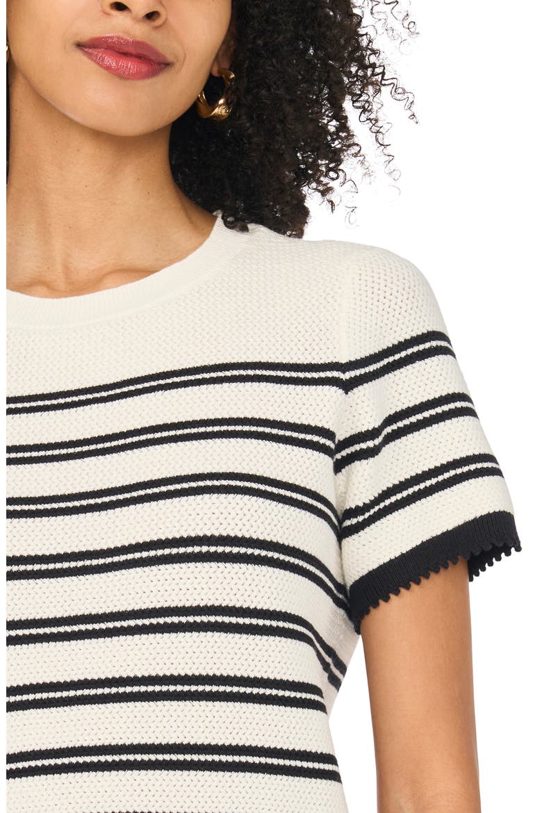 Striped Short Sleeve Sweater, Alternate, color, ANTIQUE WHITE