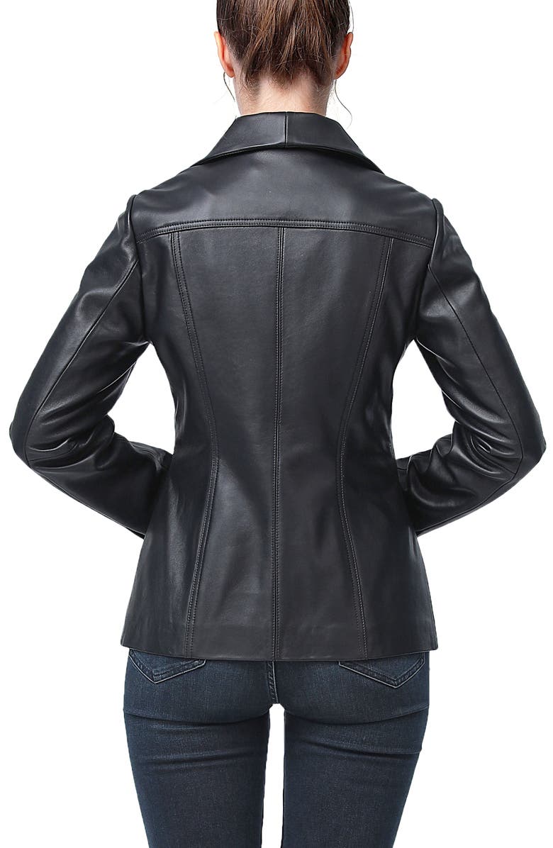 Kimi & Kai Eva Zip Front Leather Jacket, Alternate, color, Black