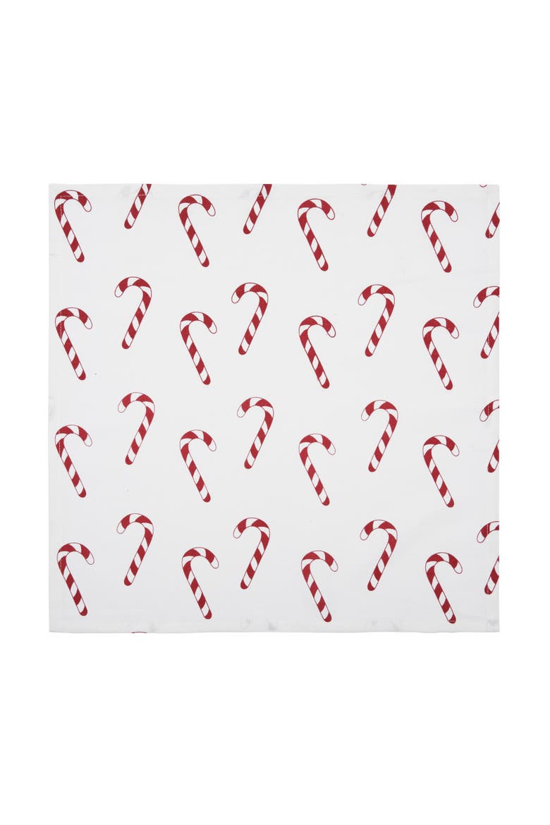 Candy Cane Wishes Single Cloth Napkin, Alternate, color, Red
