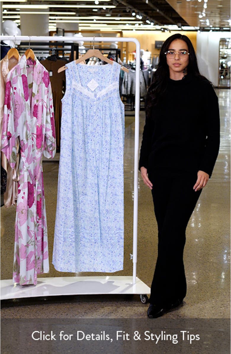 Lace Trim Sleeveless Cotton Ballet Nightgown, sales video thumbnail