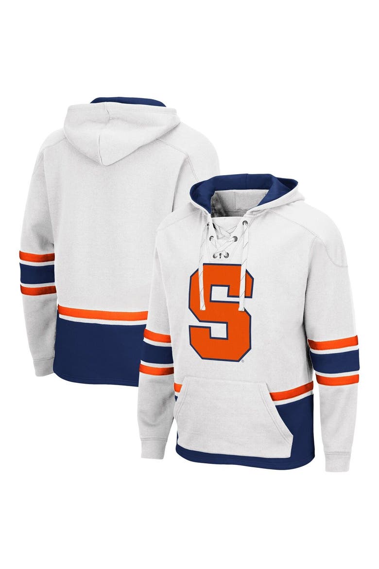 Men's Colosseum White Syracuse Orange Lace Up 3.0 Pullover Hoodie, Main, color, White