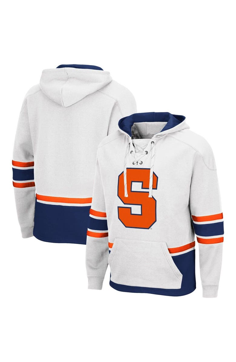 COLOSSEUM Men's Colosseum White Syracuse Orange Lace Up 3.0 Pullover Hoodie, Main, color,