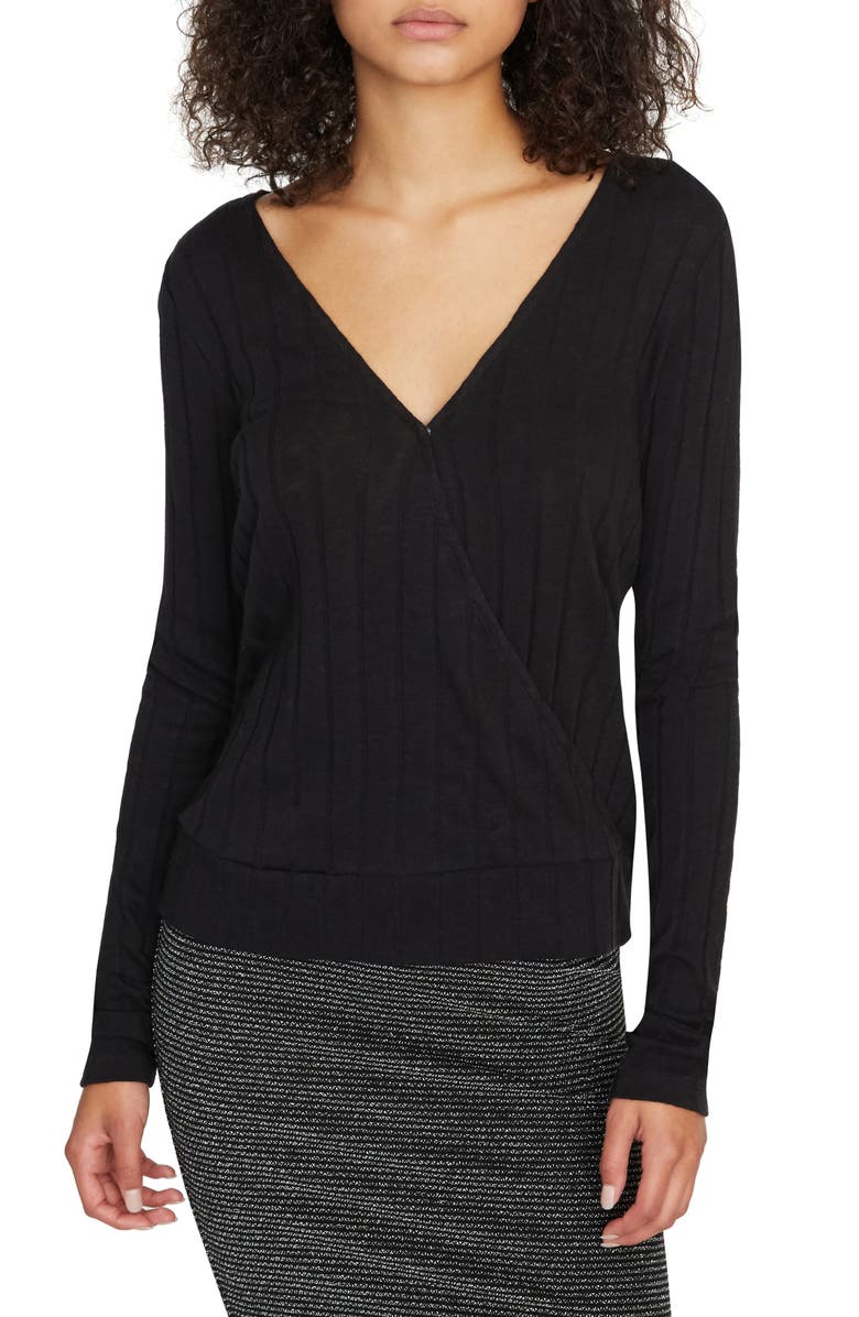 Sanctuary Polina Ribbed Faux Wrap Top, Main, color, 