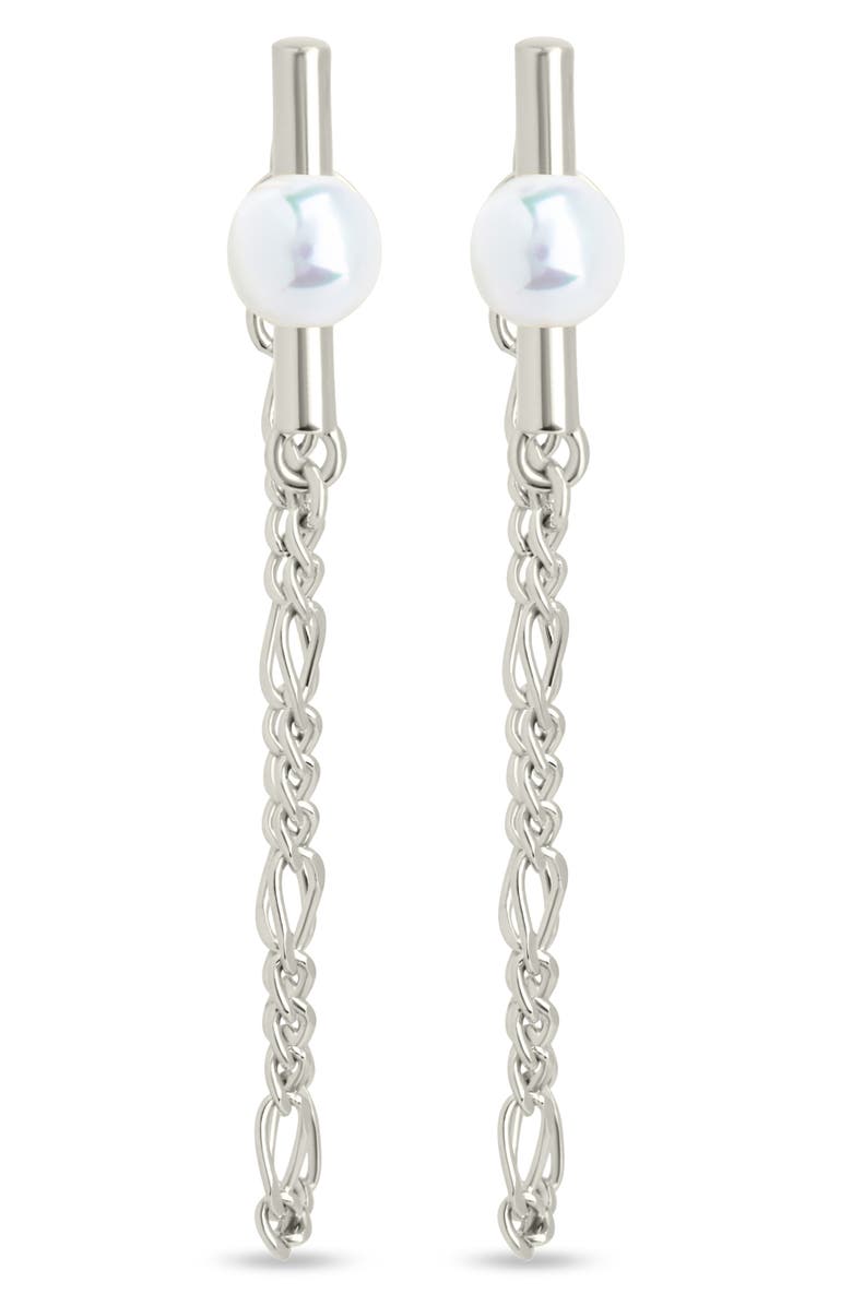 Sterling Forever Tristan Faux Pearl Chain Drop Earring, Alternate, color,