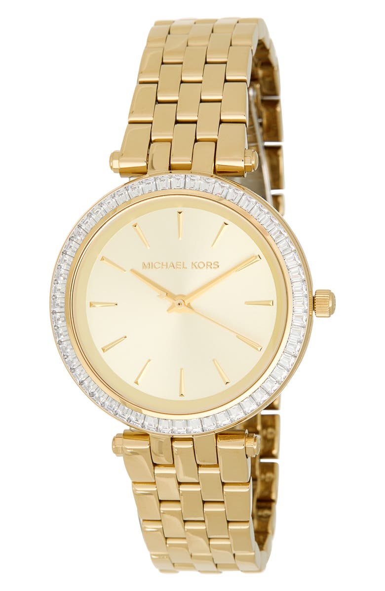 Michael Kors 'Mini Darci' Round Bracelet Watch, 33mm, Alternate, color, Gold