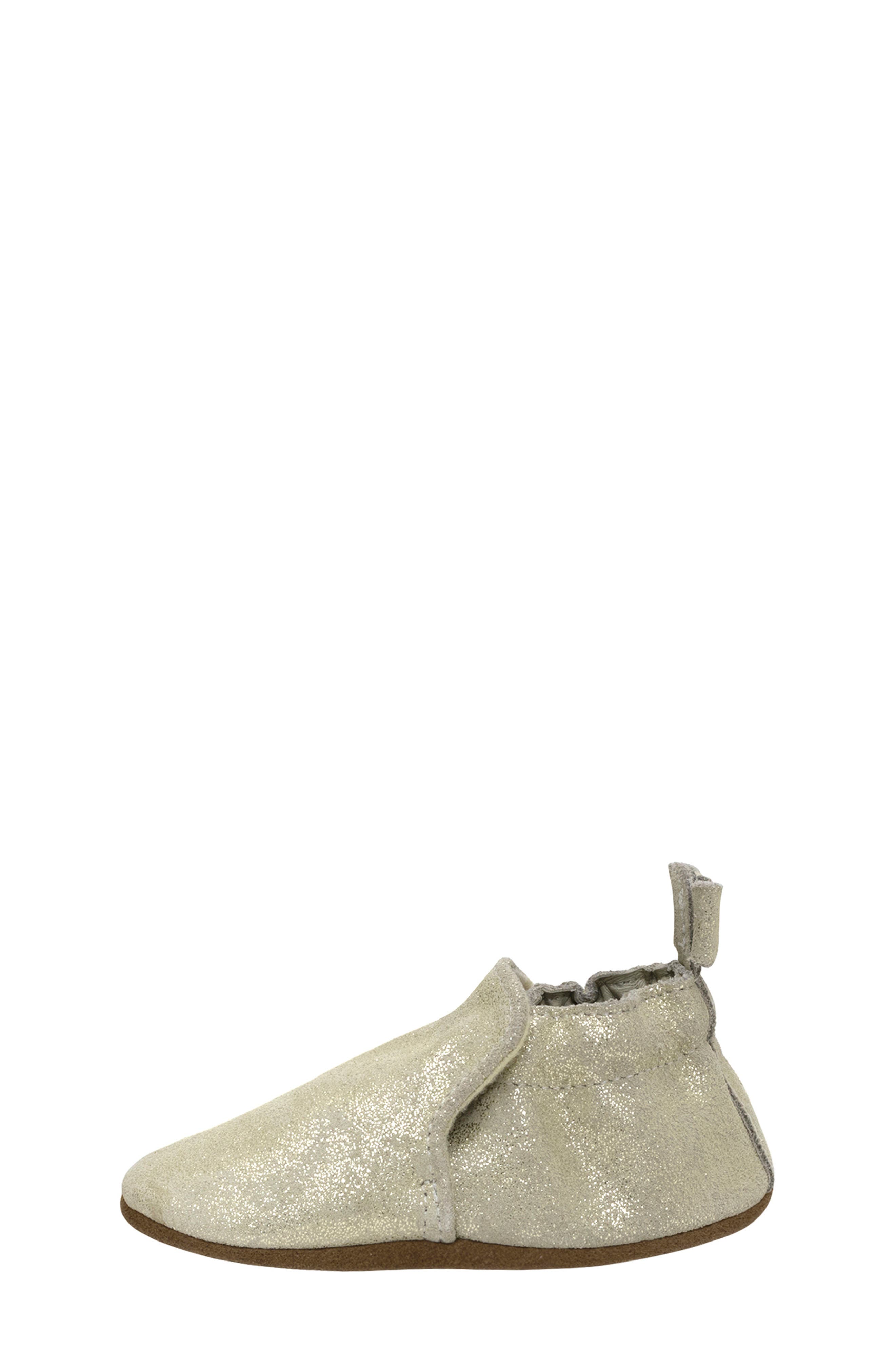 Robeez<sup>®</sup> Pretty Pearl Metallic Bow Crib Shoe, Alternate, color, Gold Shimmer