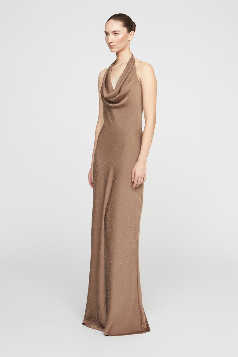 Sid Satin Gown, Alternate, color, Sandstone