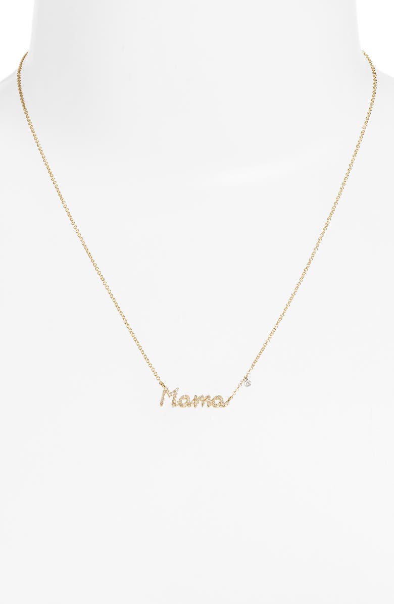 Meira T Mama Diamond Embellished Pendant Necklace, Alternate, color, Gold