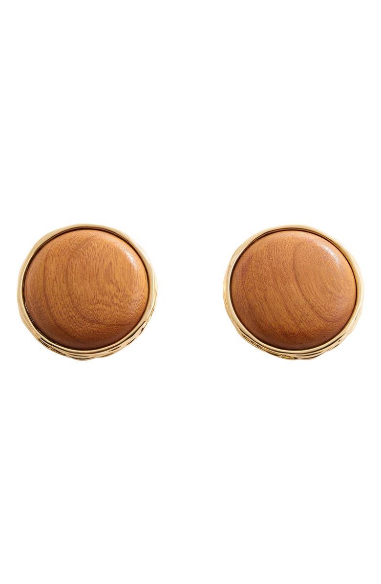 MANGO Wood Stud Earrings, Main, color, 