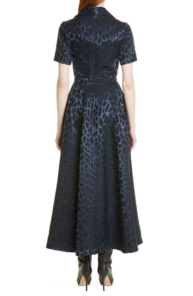 Adam Lippes Leopard Jacquard Wool Blend Belted Dress, Alternate, color,