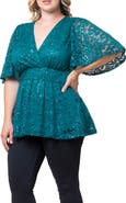 Kiyonna Stardust Sequin Lace Peplum Top