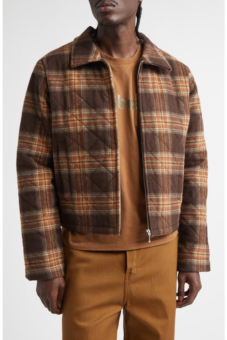 Phil Plaid Quilted Jacket, Main, color, BROWN CHECK