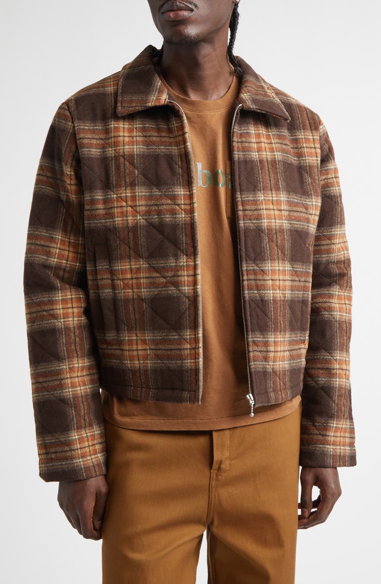 STOCKHOLM SURFBOARD CLUB Phil Plaid Quilted Jacket, Main, color, Brown Check