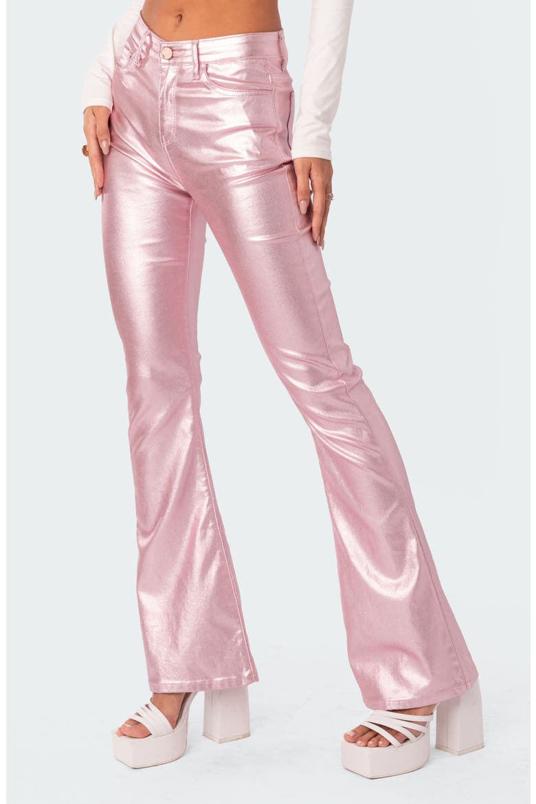 Luna Faux Leather Flare Leg Pants, Alternate, color, METALLIC-PINK