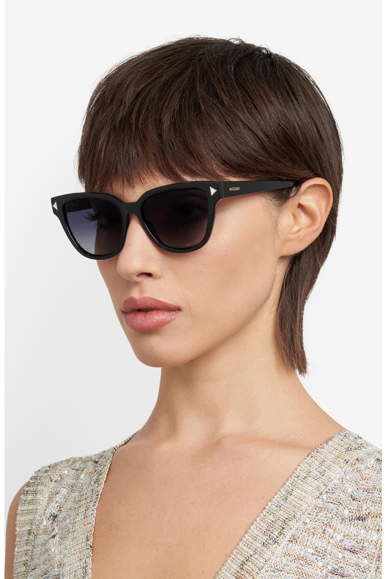53mm Cat Eye Sunglasses, Alternate, color, BLACK/ DARK GREY
