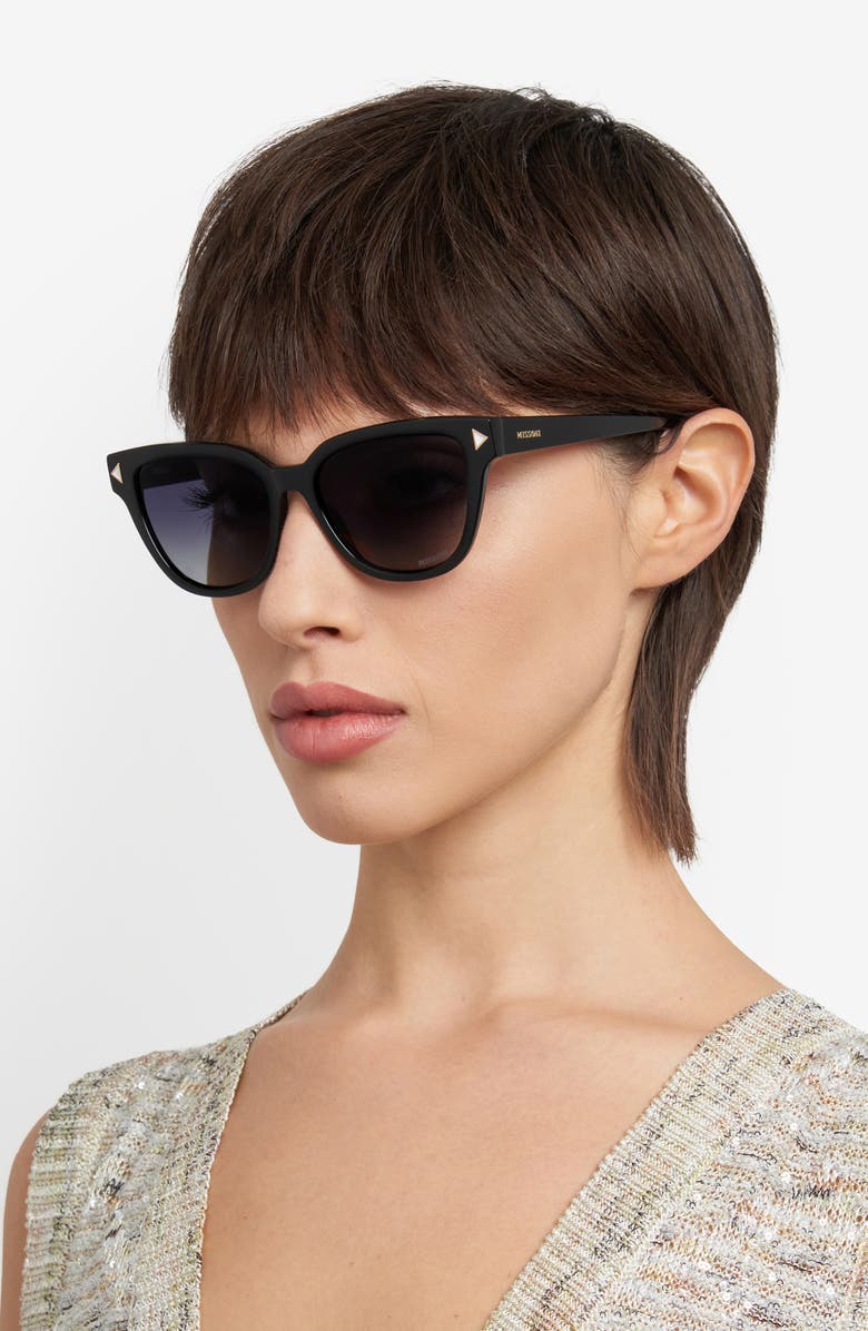 Missoni 53mm Cat Eye Sunglasses, Alternate, color, Black/ Dark Grey