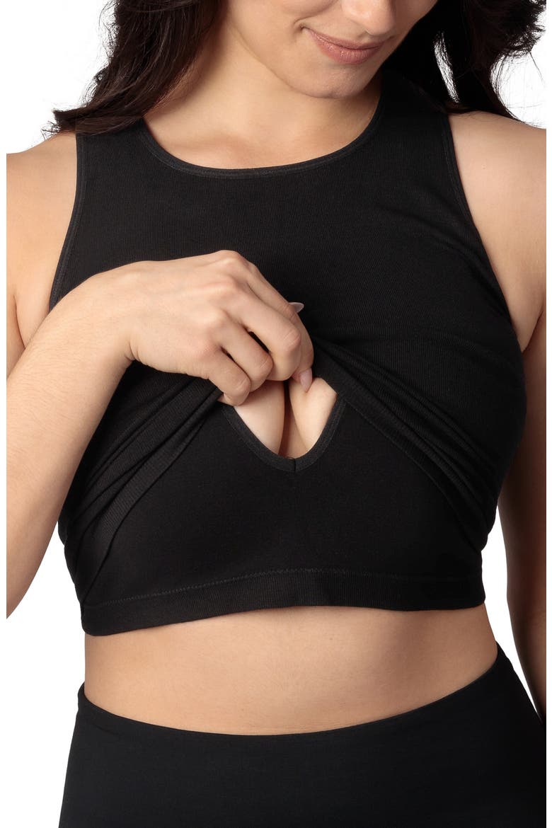 Sublime Maternity & Nursing Longline Bra Top, Alternate, color, BLACK