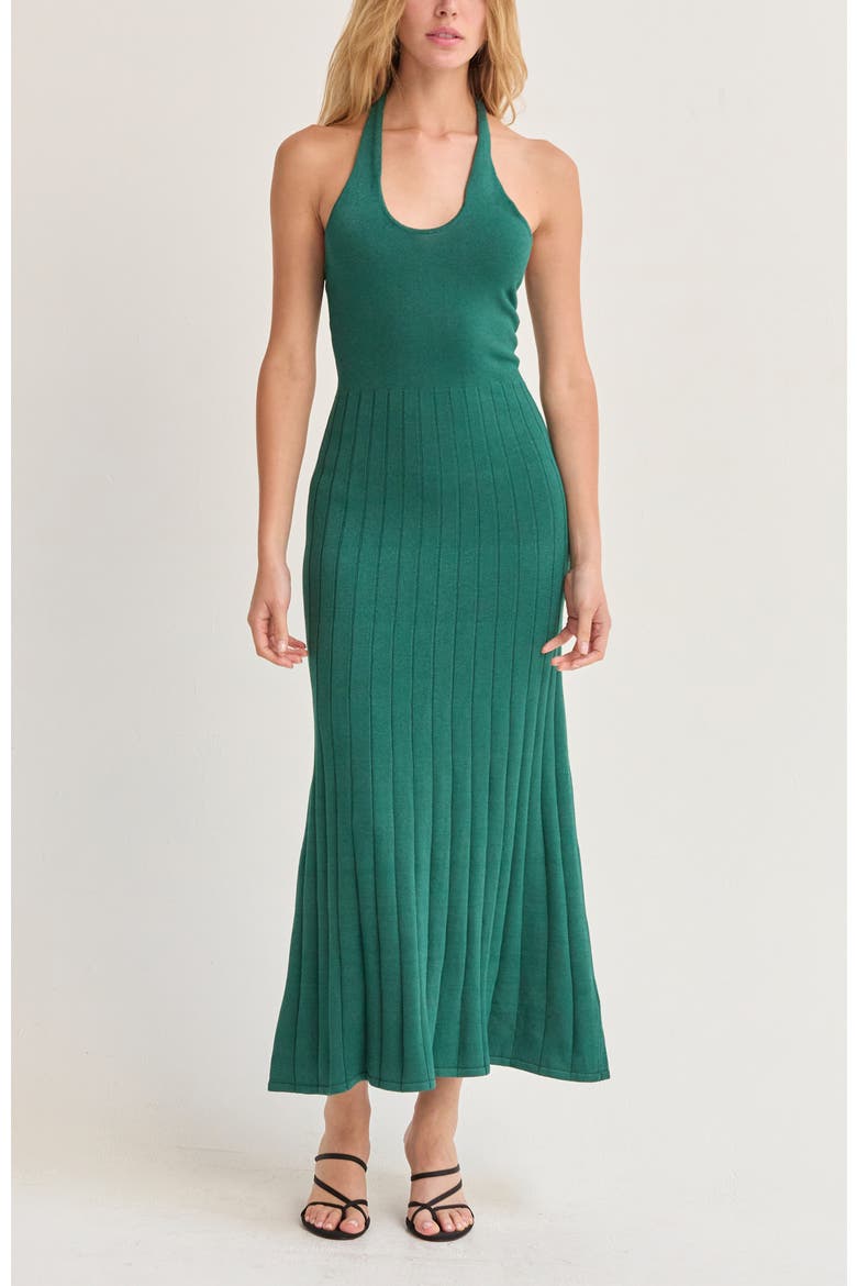 Halter Lurex Knit Midi Dress, Alternate, color, Hunter Green