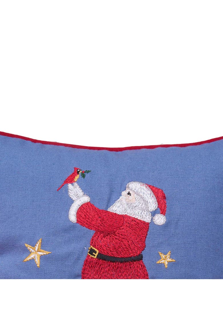 Santa and Cardinal Christmas Throw Pillow, 10" x 10", Alternate, color, Blue