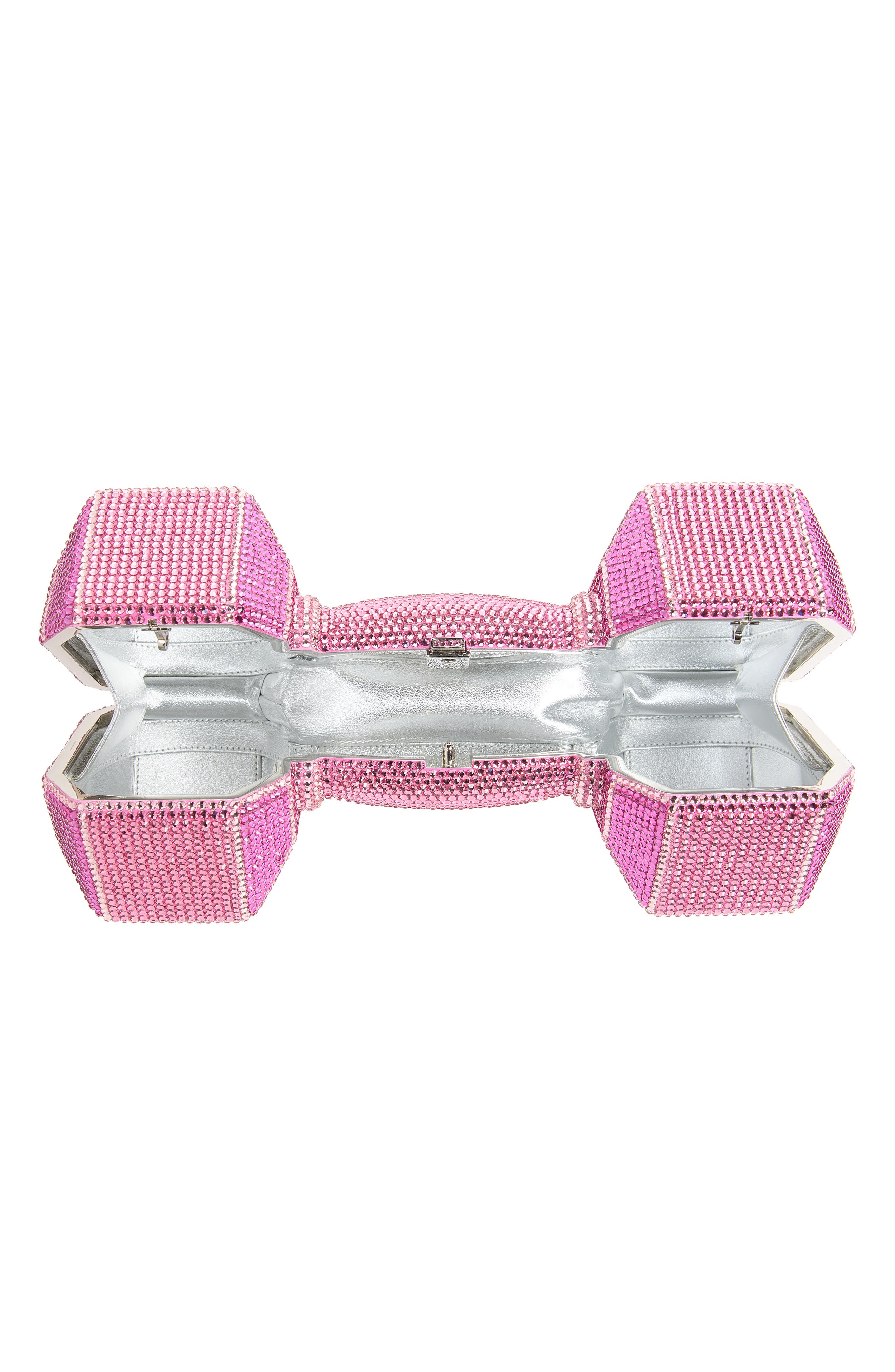 Dumbbell Crystal Clutch, Alternate, color, SILVER ROSE MULTI