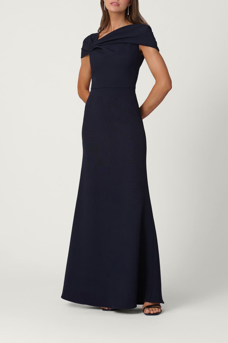 Midnight Stretch Crepe Carly Dress, Main, color, Navy
