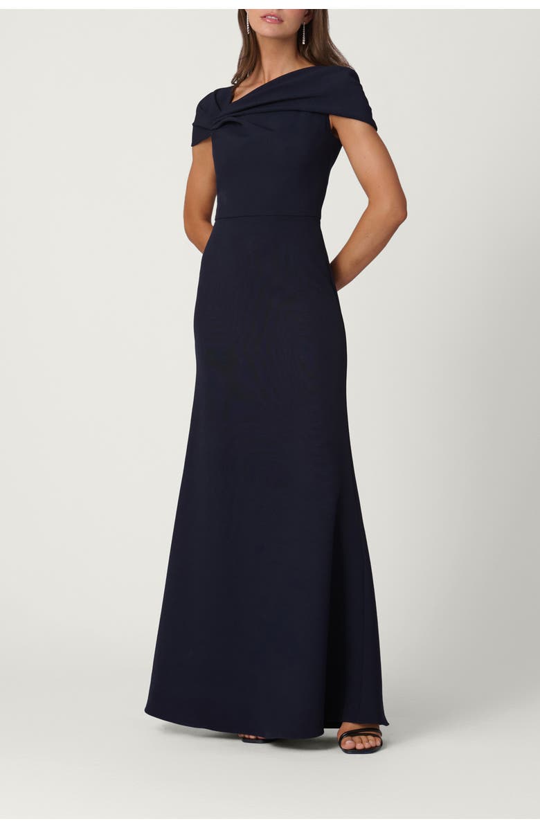 Shoshanna Midnight Stretch Crepe Carly Dress, Main, color, Navy