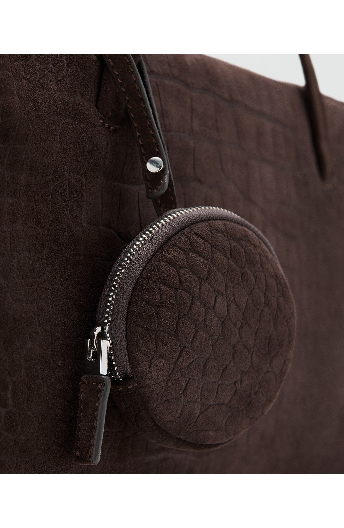 MANGO Medium Suede Bowling Bag, Alternate, color, Chocolate