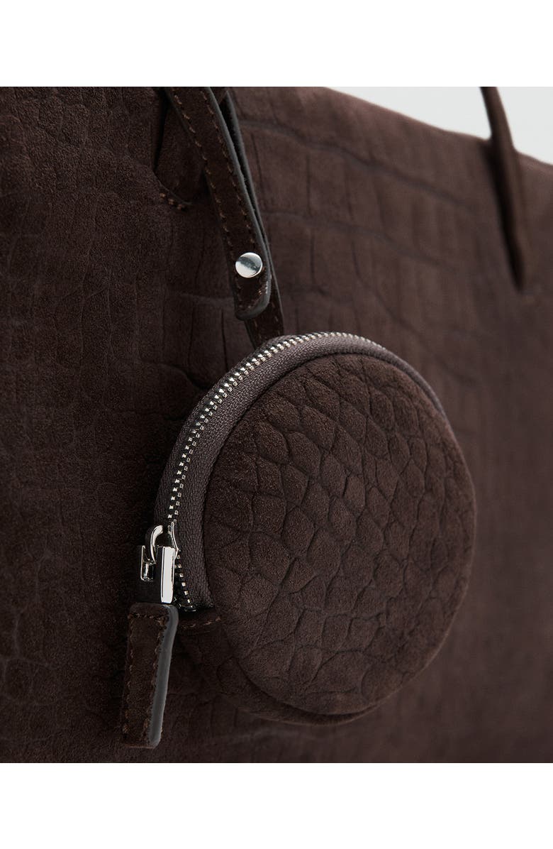 MANGO Medium Suede Bowling Bag, Alternate, color, Chocolate