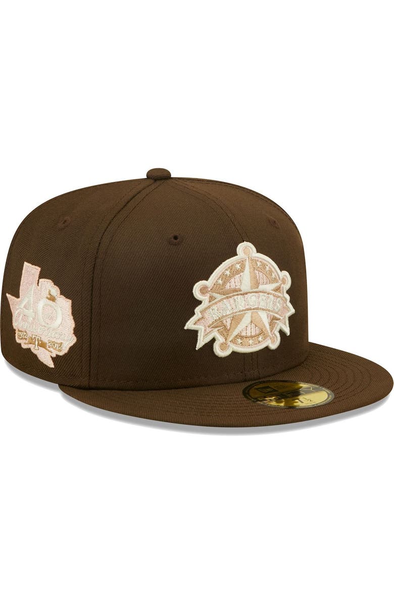 New Era Men's New Era Brown Texas Rangers 40th Anniversary Pink Undervisor 59FIFTY Fitted Hat, Main, color,