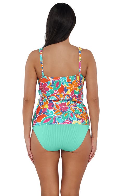 Sunsets Escape Emerson Tankini Swimsuit Top In Festive Floral Sandbar Rib