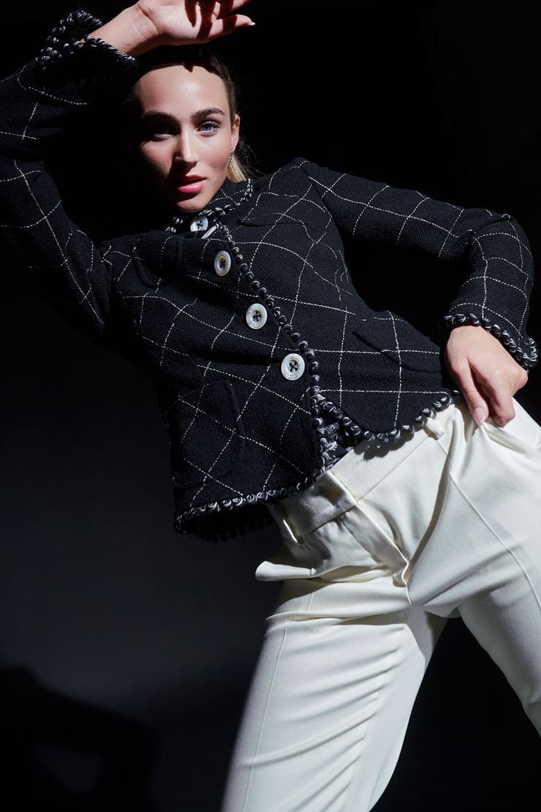 Boucle Jacket With Matching Trims, Alternate, color, Black