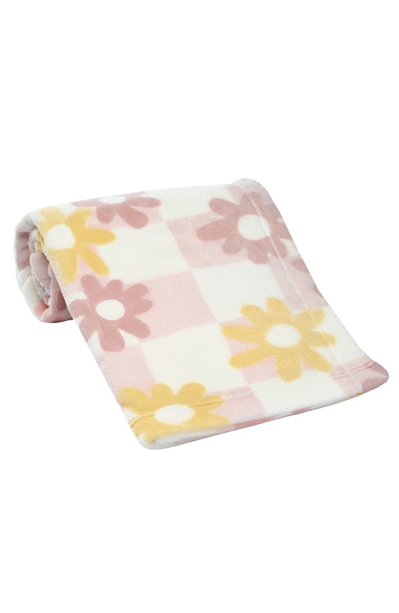 Lambs & Ivy Daisy Dreams Soft & Cozy Luxury Fleece Checkered Baby Blanket, Alternate, color, Pink