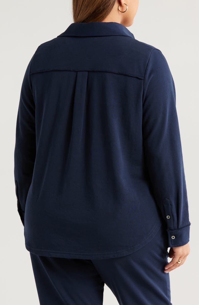 Caslon<sup>®</sup> French Terry Button-Up Shirt, Alternate, color,