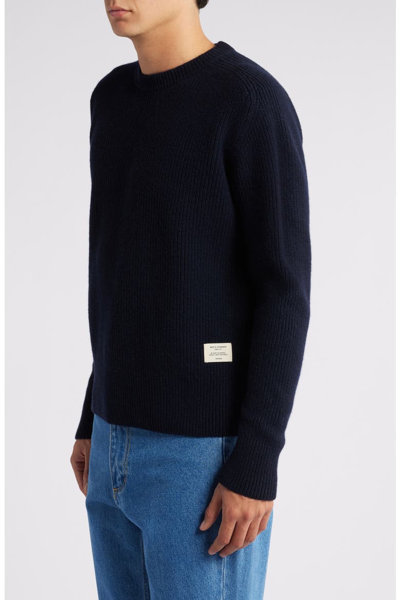 Wool & Cashmere Rib Crewneck Sweater, Alternate, color, DARK NAVY
