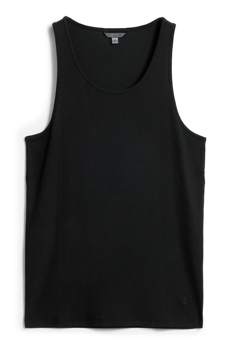 John Varvatos Olin Rib Cotton & Lyocell Blend Tank, Alternate, color, Black