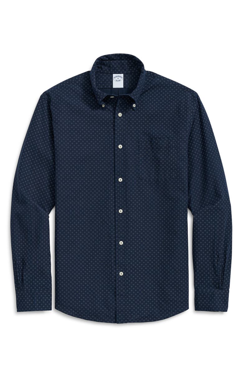 Brooks Brothers Regular Fit Dot Print Button-Down Shirt, Main, color, 