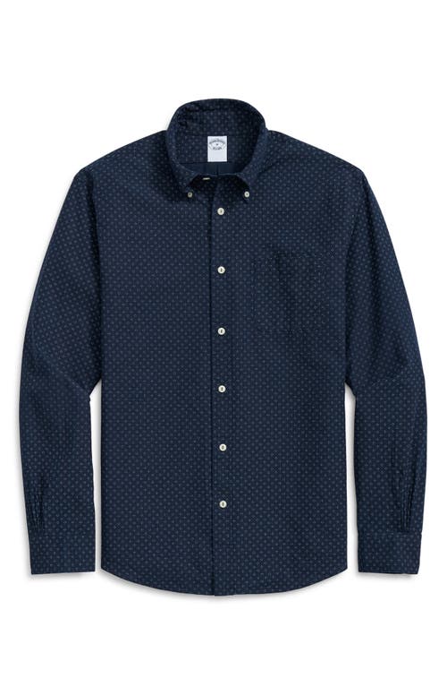 Brooks Brothers Regular Fit Dot Print Button-down Shirt In Indigo