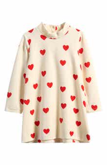 Kids' Hearts Long Sleeve Organic Cotton Blend Velour Dress