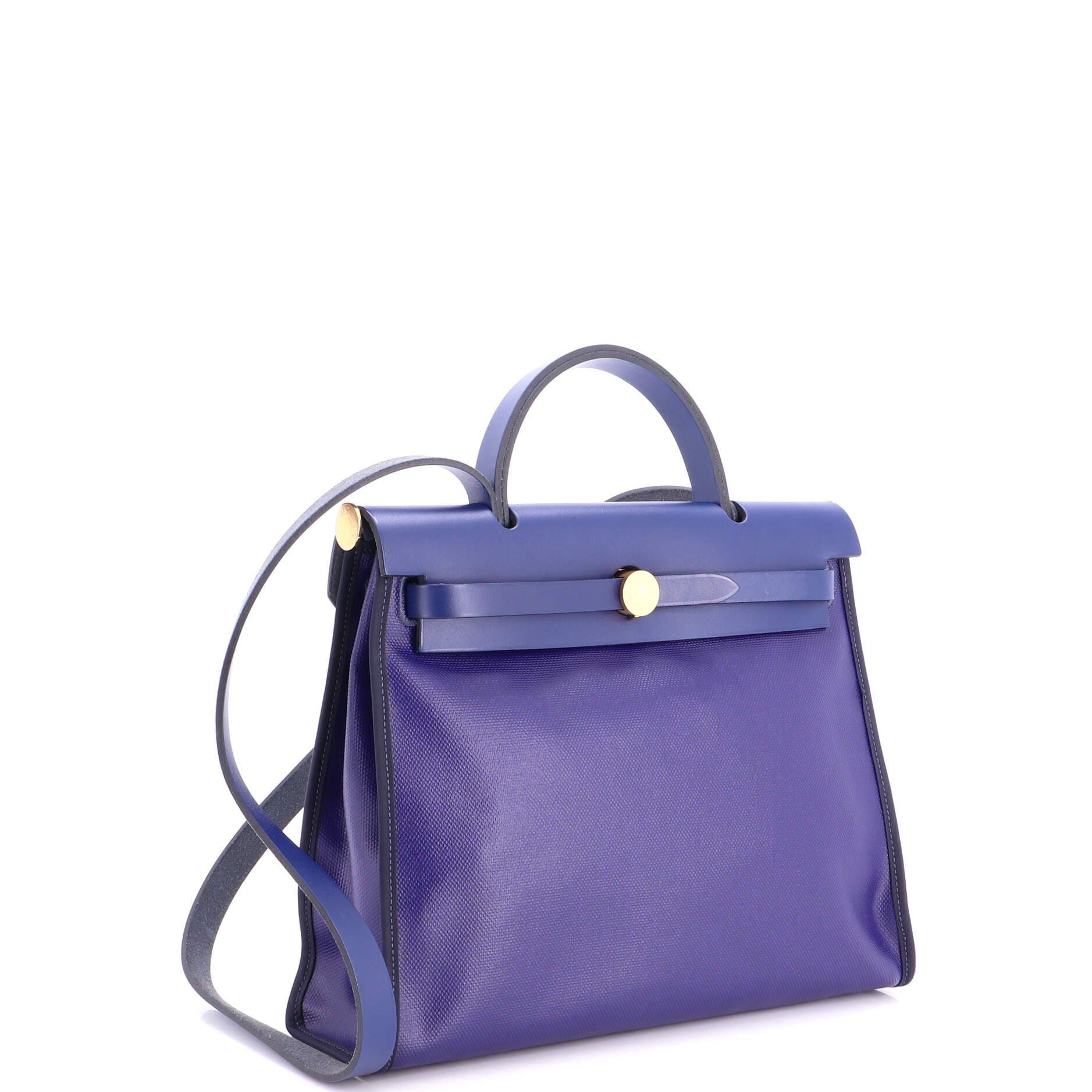 Herbag Zip Berline Vache Canvas and Leather 31, Alternate, color, Bleu Encre