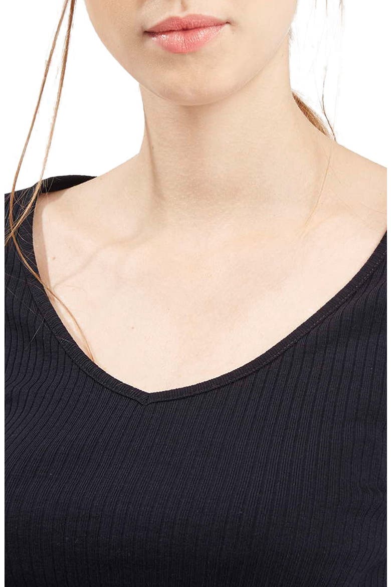 V-Neck Crop Sweater, Alternate, color, BLACK