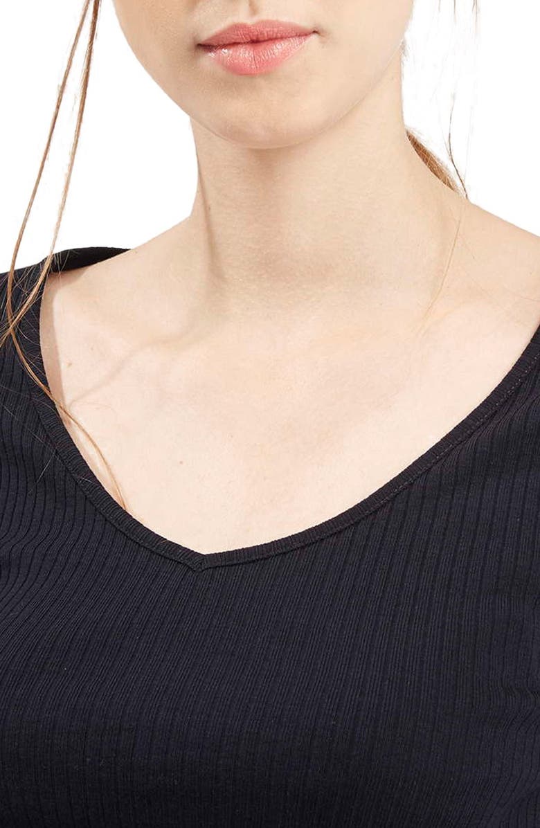 Topshop V-Neck Crop Sweater, Alternate, color,