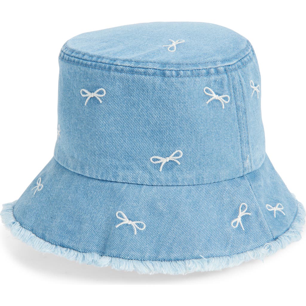 The Accessory Collective Kids' Embroidered Bow Bucket Hat In Blue