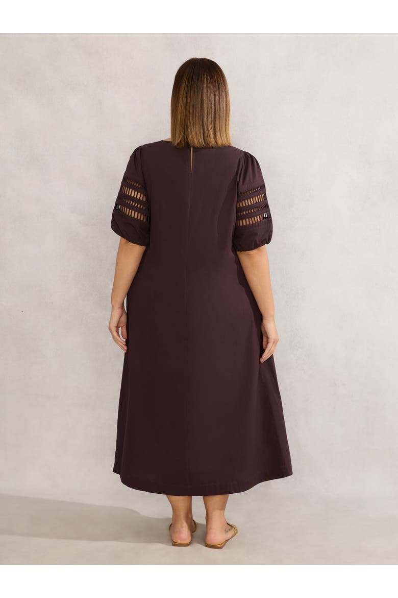 Puff Sleeve Midaxi Dress, Alternate, color, Chocolate