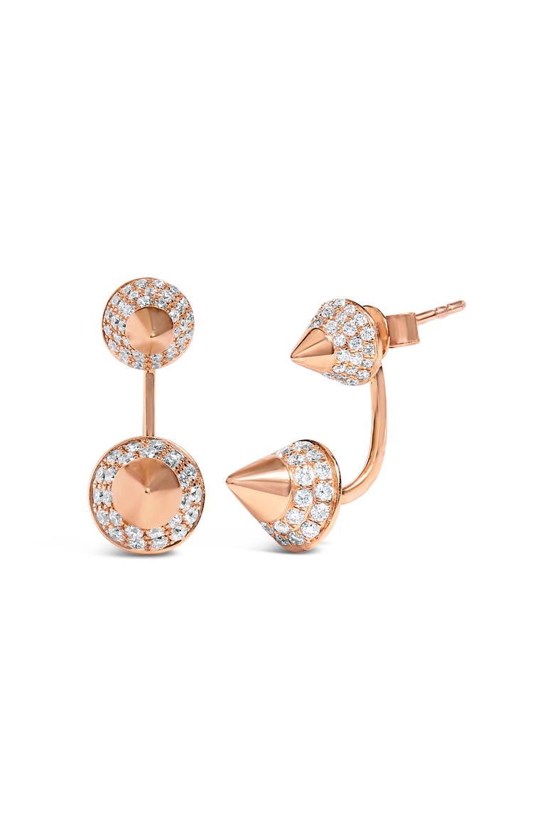 14K Rose Gold 1.00 Cttw Diamond Double Cone Jacket Stud Earring, Main, color, Pink