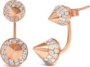 Haus of Brilliance 14K Rose Gold 1.00 Cttw Diamond Double Cone Jacket Stud Earring