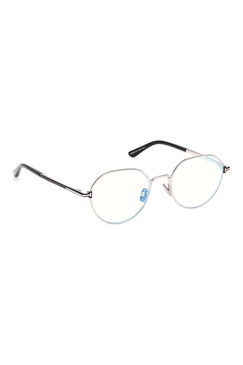51mm Round Optical Glasses, Alternate, color, SHINY PALLADIUM / SHINY BLACK